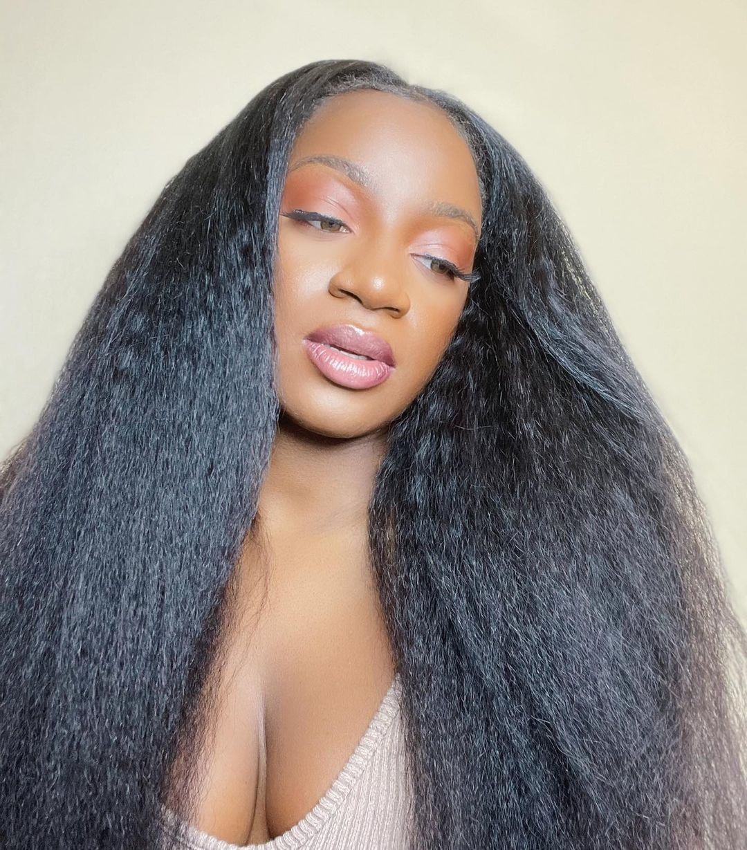 kinky straight lace closure wig