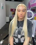 blonde color straight hair lace front wigs