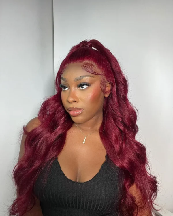 Burgundy Color Body Wave Lace Front Wig