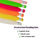 26inch 6Pcs Kanekalon Colored Braiding Hair Pre Stretched Muticolor Extensions