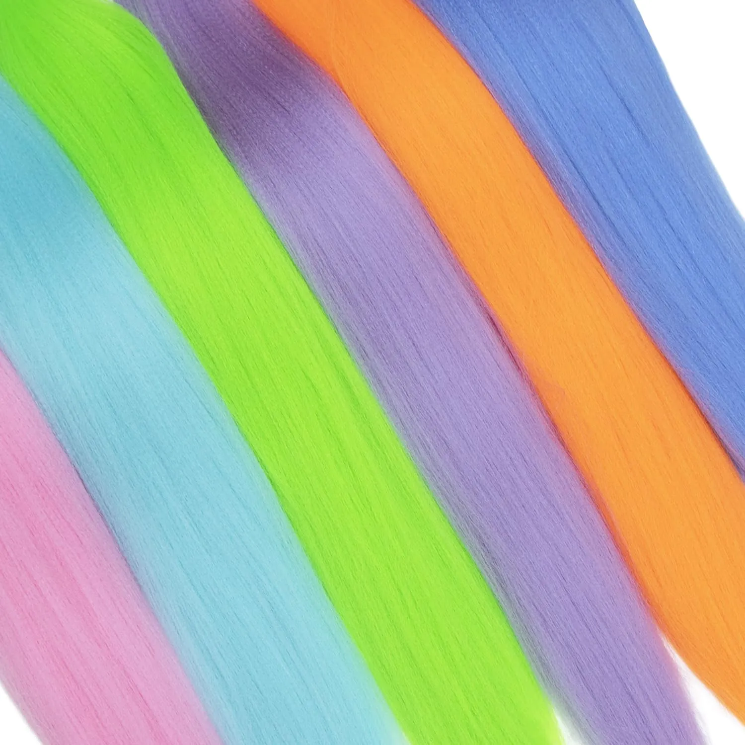 Colorful Braiding Hair Pre Stretched Extensions - 26inch 6Pcs Rainbow Color Kanekalon Braiding Hair