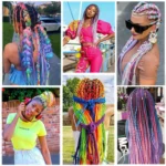 Colorful Braiding Hair Pre Stretched Extensions - 26inch 6Pcs Rainbow Color Kanekalon Braiding Hair