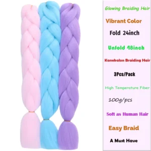 Colorful Jumbo Braiding Hair Extensions 24inch 3pcs