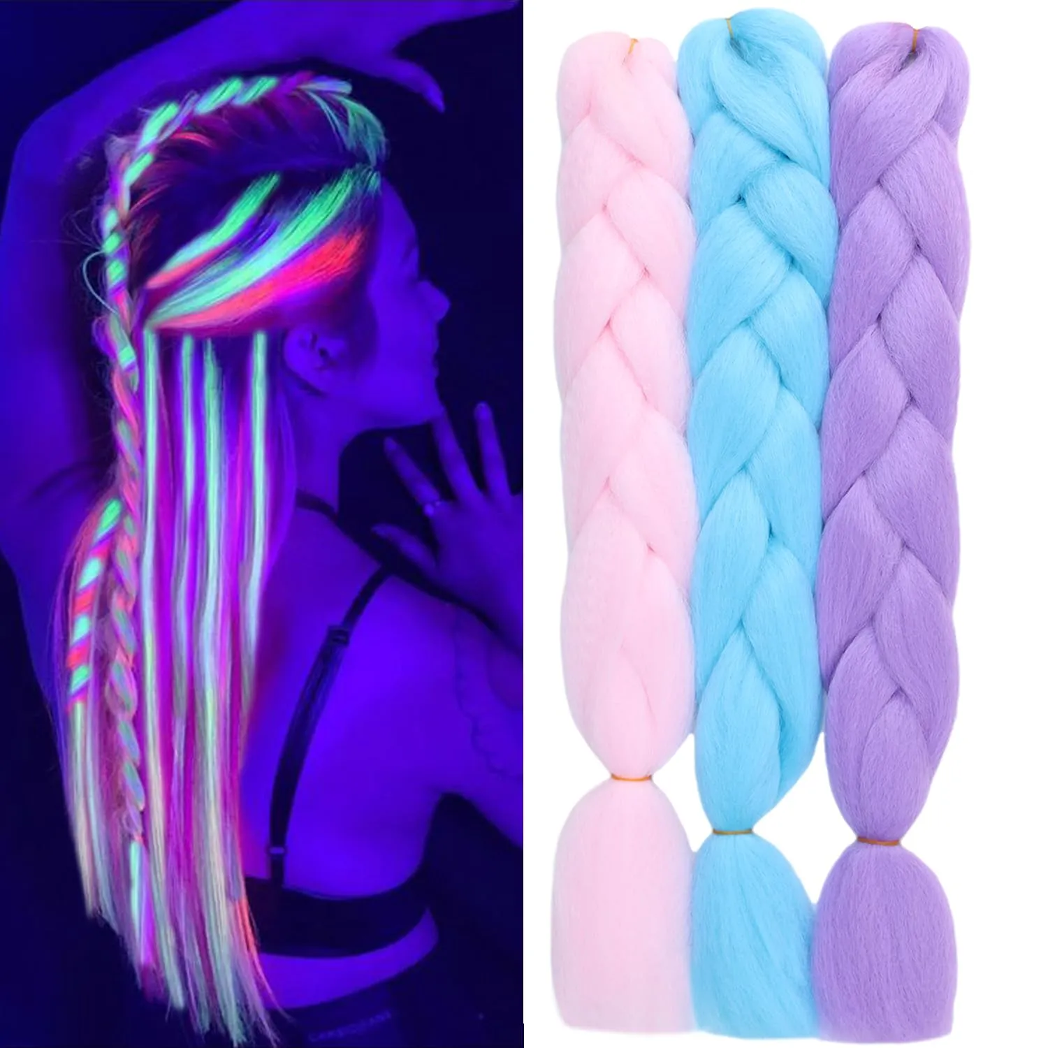 Colorful Jumbo Braiding Hair Extensions 24inch 3pcs