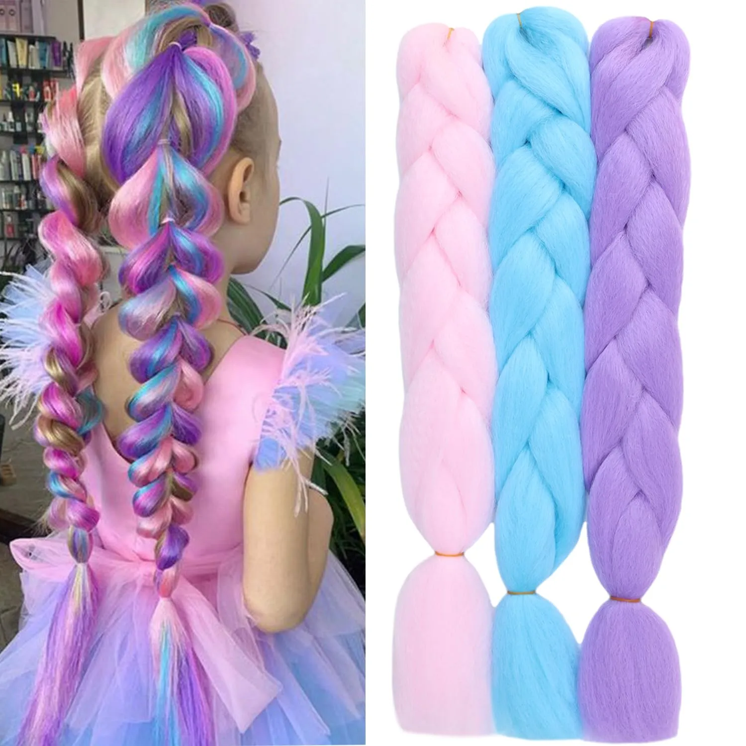 Colorful Jumbo Braiding Hair Extensions 24inch 3pcs