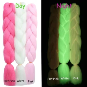 Colorful Jumbo Braiding Hair Extensions 24inch 3pcs（White/Pink/Hot Pink）