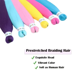 Vibrant Colorful Braiding Hair Pre Stretched Pack 26inch