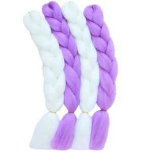 White Purple Mix Color Glow in the Dark Braiding Hair Extensions 24inch 4Pcs