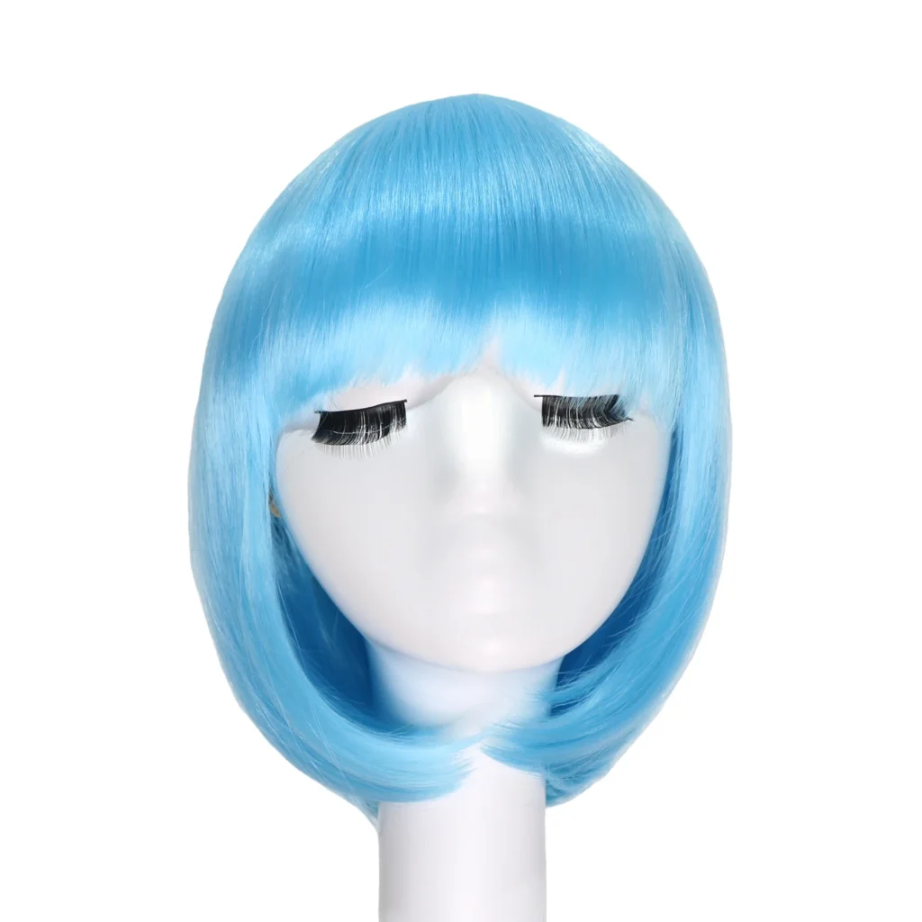 Orgwigs glowing in the dark short bob wig with bangs light blue color