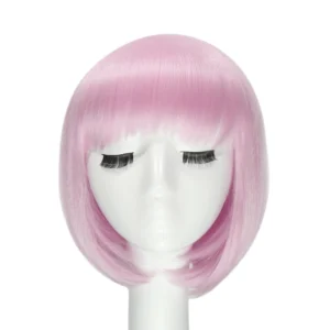 Orgwigs glowing in the dark short bob wig with bangs pink color