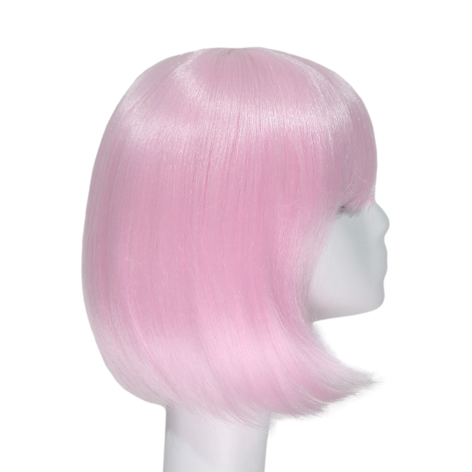 Orgwigs glowing in the dark short bob wig with bangs pink color