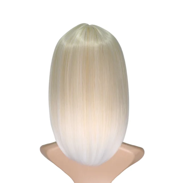 Short Bob Wig with Bangs for Women Blonde White Multicolor Bob Wig Shoulder Length Wig Synthetic (Blonde/White 14 Inches)