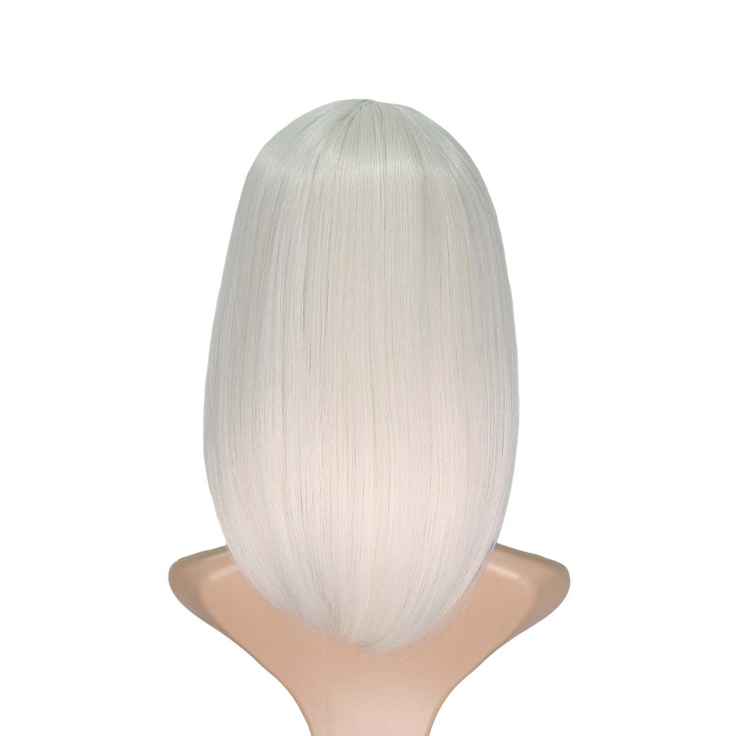 Platinum Blonde Short Bob Wigs with Bangs for Women Synthetic Fiber Straight Hair Wig (Platinum Blonde 14 Inches)