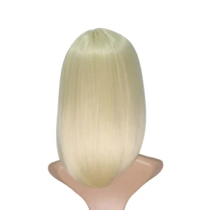 613 Blonde Wigs with Bangs Shoulder Length Straight Hair Bob Wigs for Women (Blonde 14 Inches)