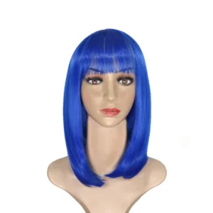 Blue Bob Wigs with Bangs for Women Synthetic Fiber Cosplay Short Bob Wig (Blue 14 Inches)